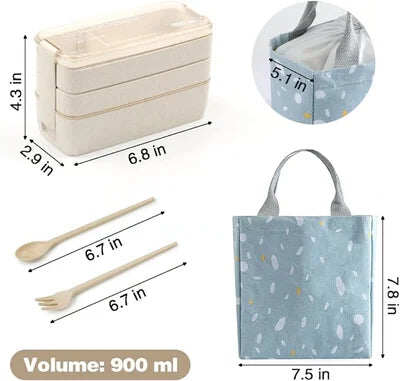 🍱🍱3 Layer Wheat Straw Bento Boxes