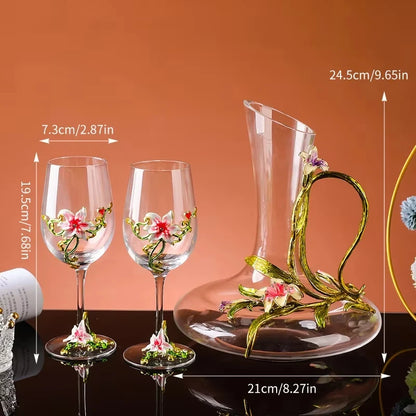 Enamel carved red wine glass